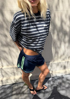 P.E Nation - Oversized Spark Tee (Dark Navy Stripe) P.E Nation