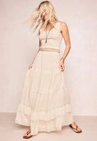Spell - Ines Tiered Maxi Skirt (Light Sand) Spell