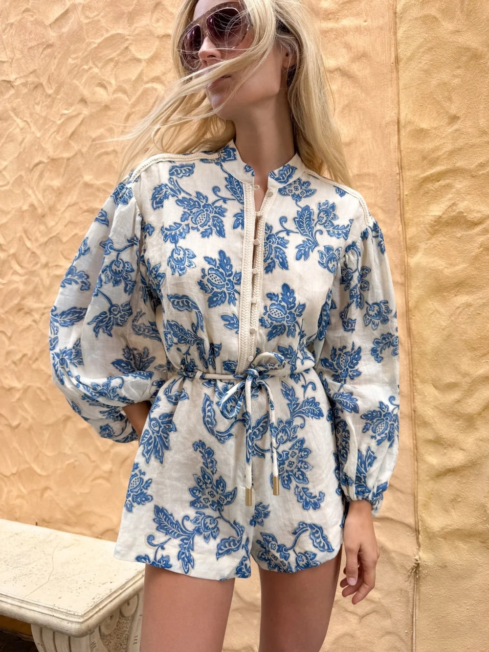 Kivari - Bluebell Playsuit (Blue Ecru) Kivari