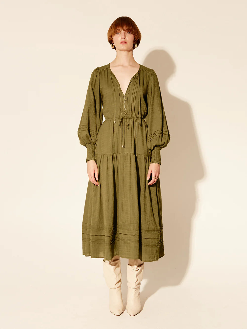 Kivari Antonella Midi Dress - Khaki Dear Blackbird Boutique Kivari Antonella Midi Dress - Khaki Dear Blackbird Boutique