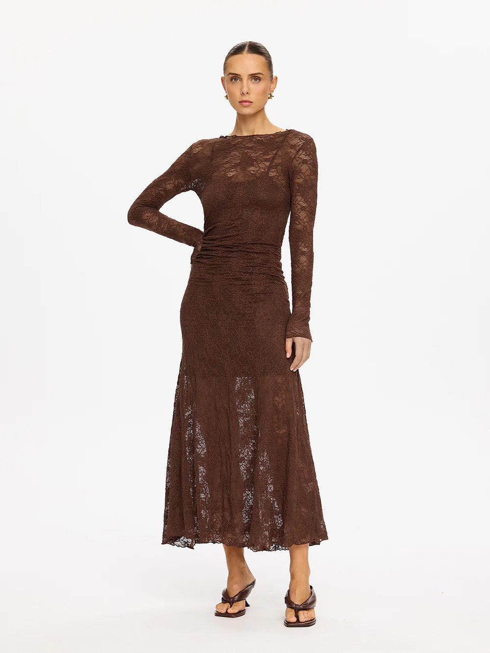 Kivari - Marie Lace Maxi Dress (Chocolate) Kivari