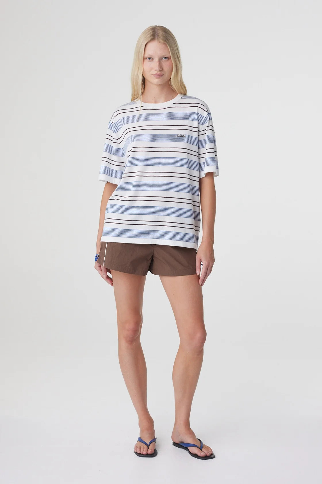 Arcaa - Noor Tee (White & Blue Retro Stripe) Arcaa