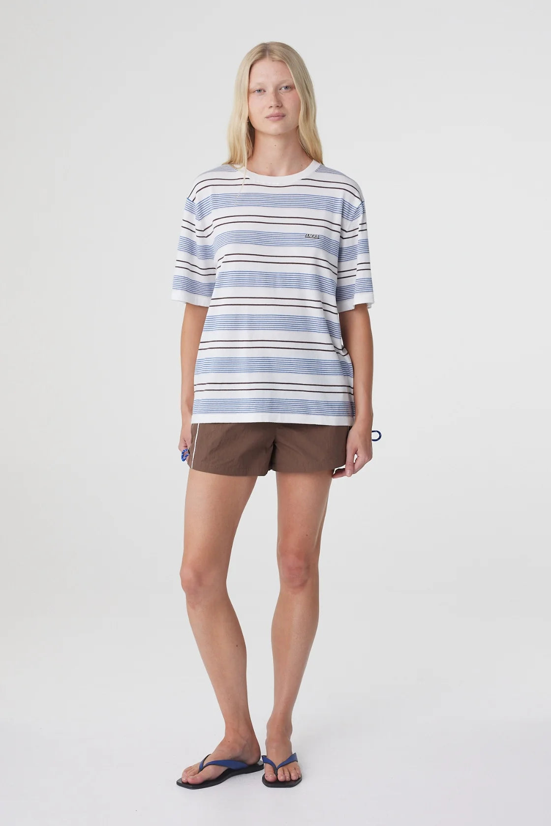 Arcaa - Noor Tee (White & Blue Retro Stripe) Arcaa
