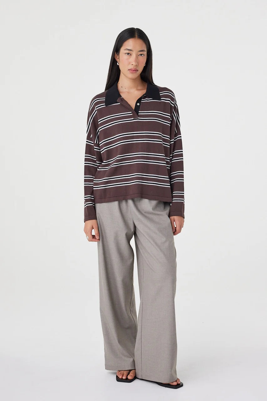 Arcaa - Rayne Knit Jersey (Espresso, Black & Cream Stripe) Arcaa