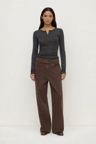 Assembly Label - Nora Merino Wool Henley (Charcoal Marle) Assembly Label