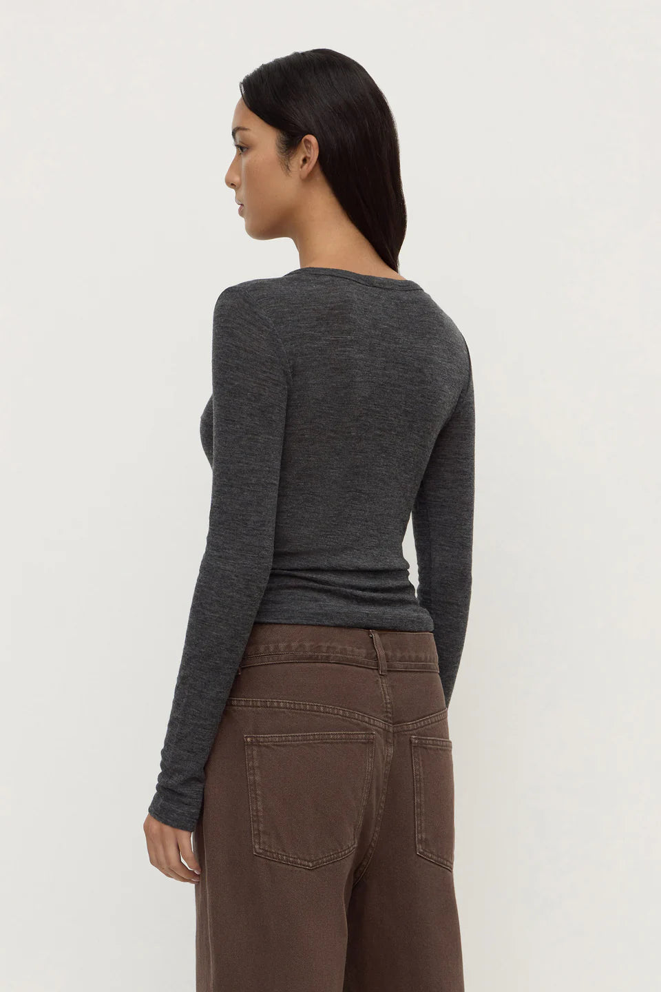 Assembly Label - Nora Merino Wool Henley (Charcoal Marle) Assembly Label