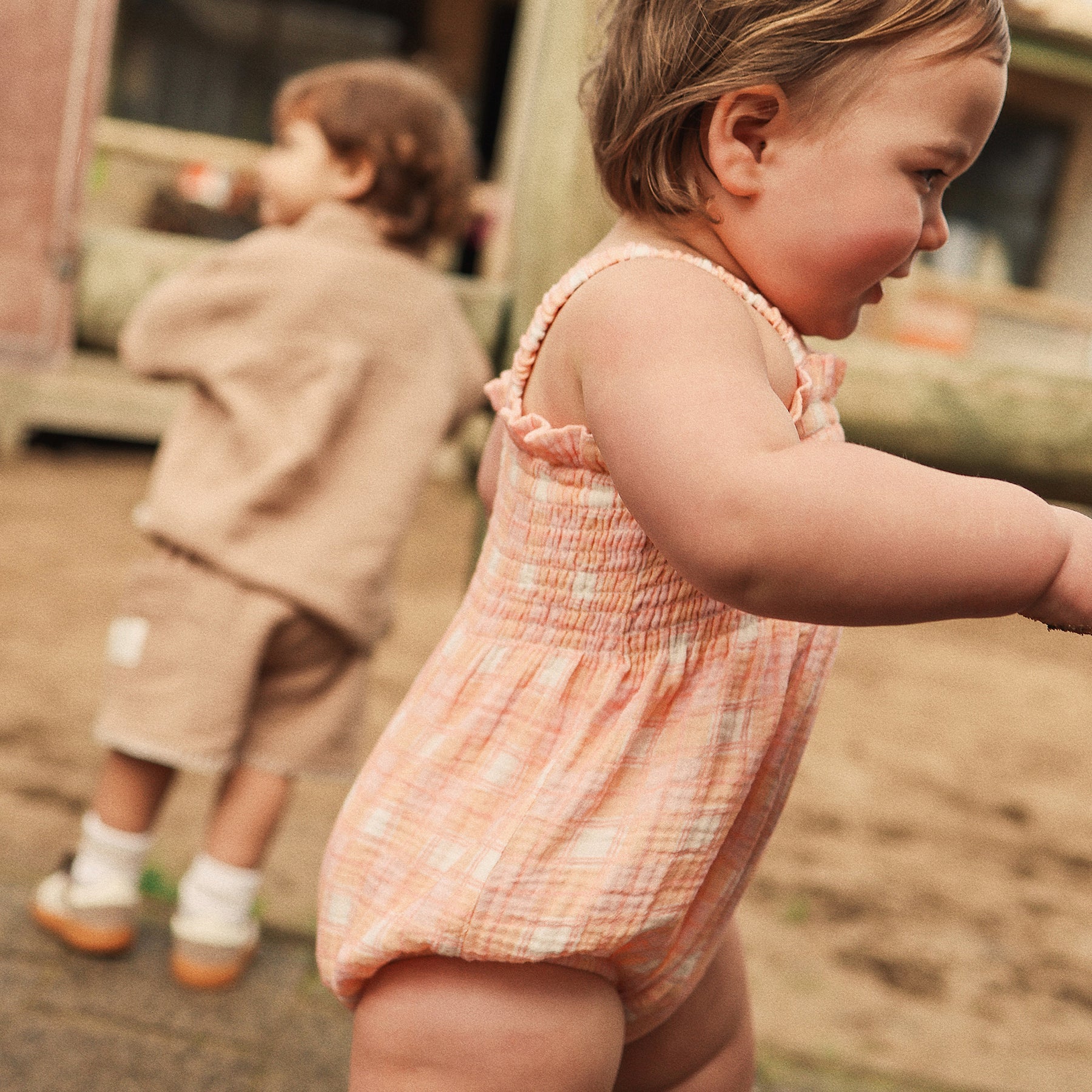 KYND Baby - Shirred Romper (Check) KYND Baby