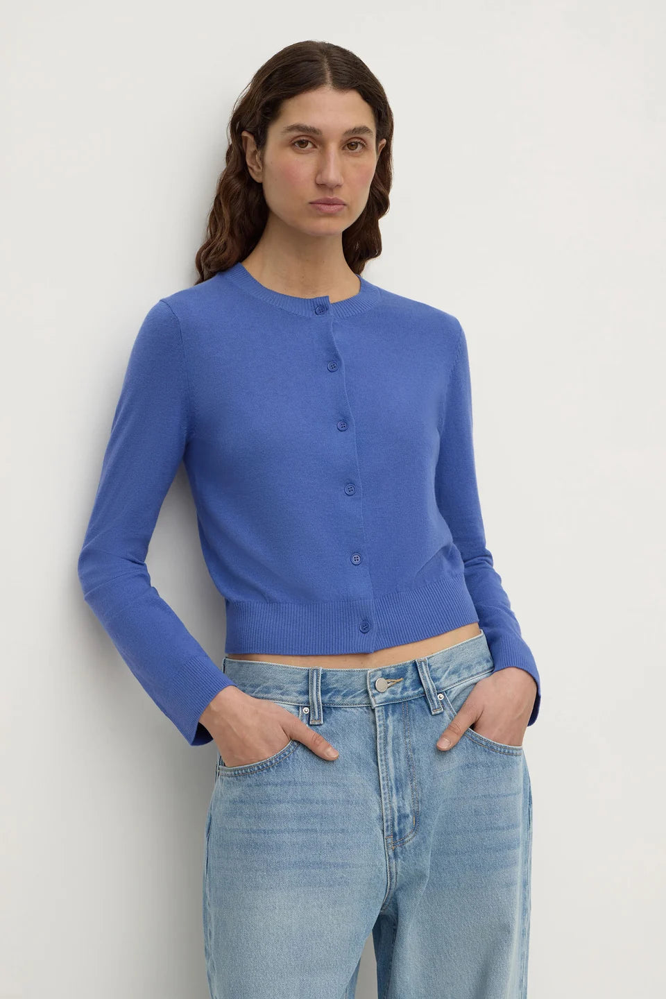 Assembly Label - Orina Cotton Cashmere Cardigan (New Blue) Assembly Label