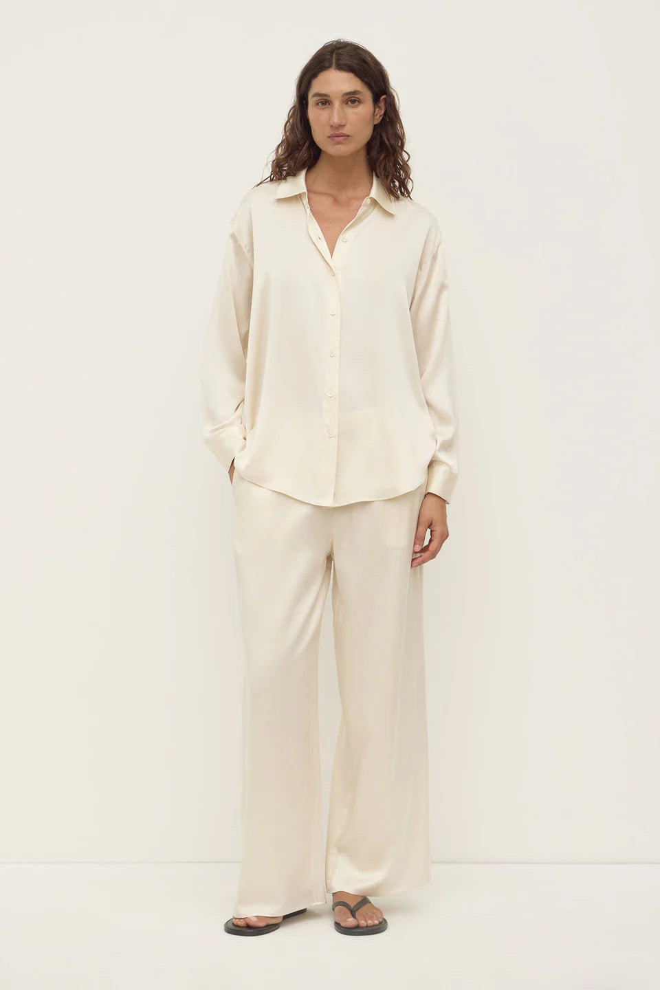 Assembly Label - Pippa Silk Long Sleeve Shirt (Cream) Assembly Label