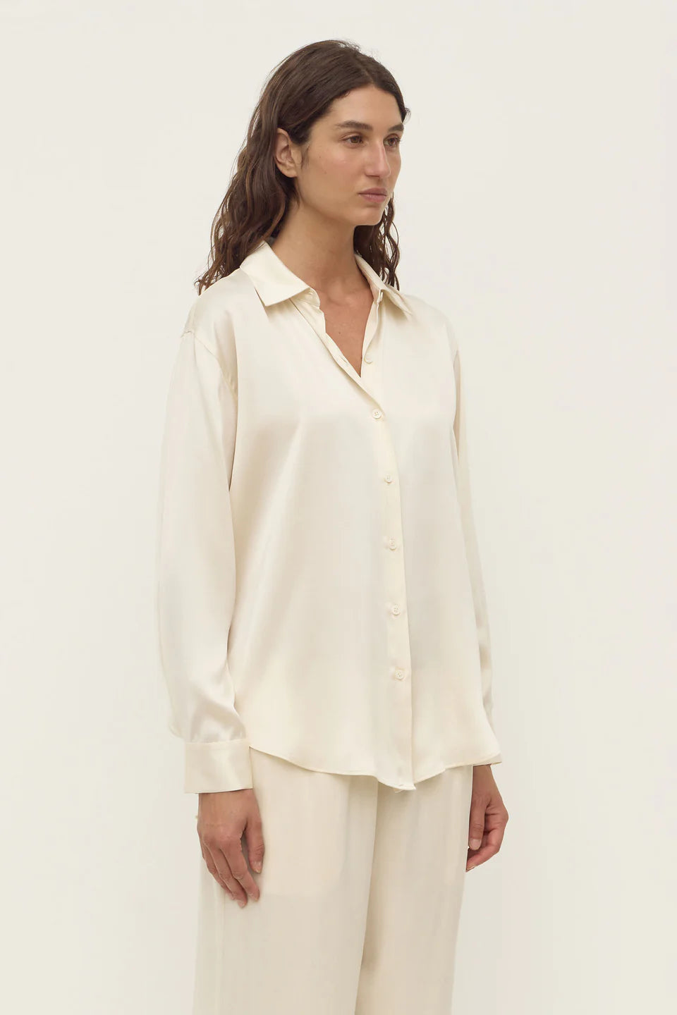 Assembly Label - Pippa Silk Long Sleeve Shirt (Cream) Assembly Label
