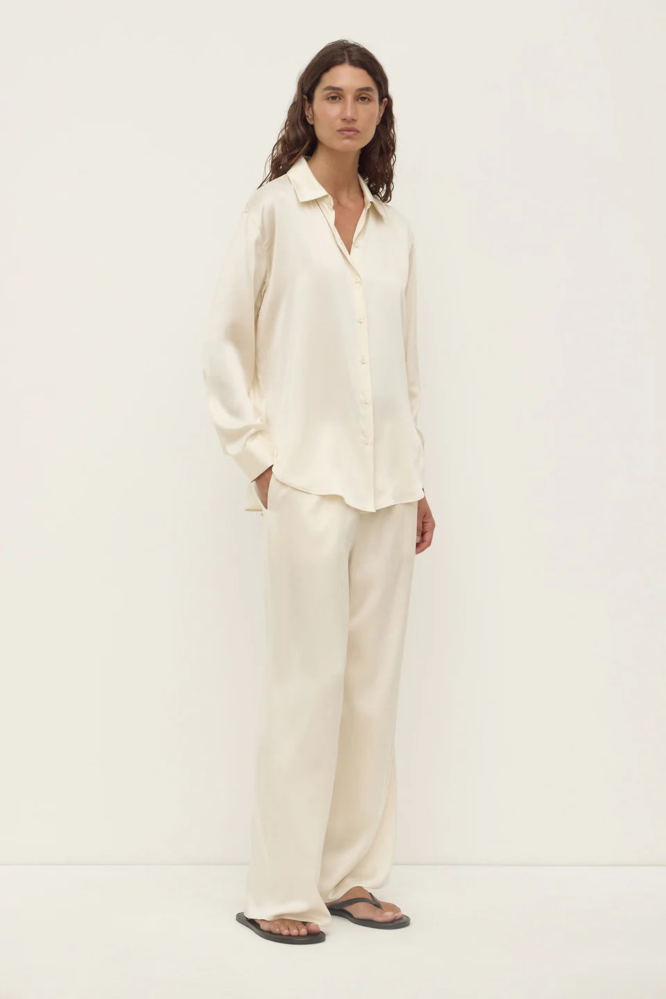 Assembly Label - Pippa Silk Long Sleeve Shirt (Cream) Assembly Label