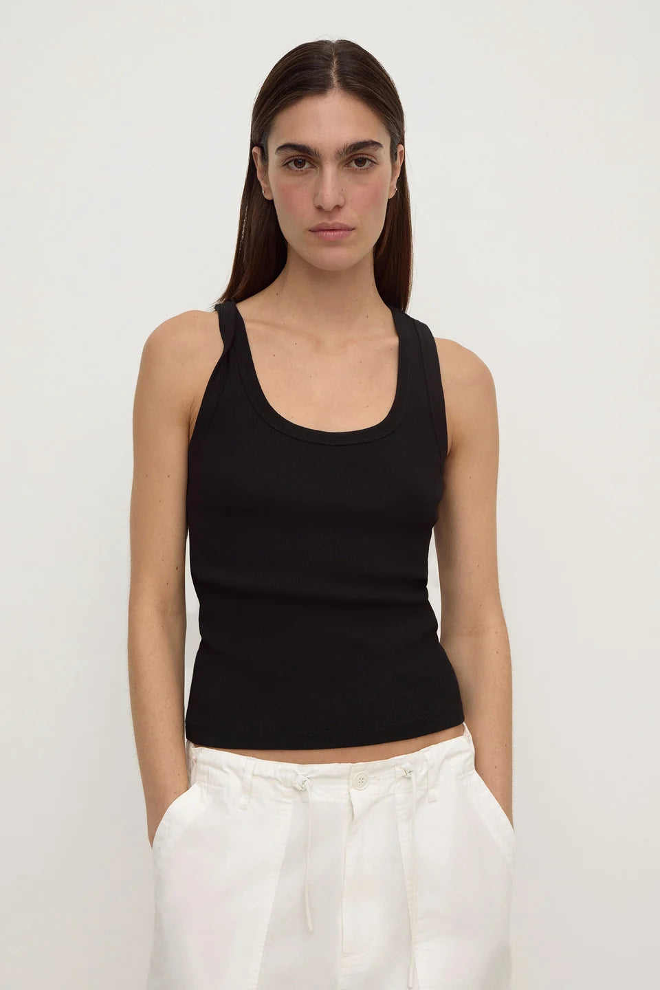 Assembly Label - Robyn Scoop Neck Rib Tank (Black) Assembly Label