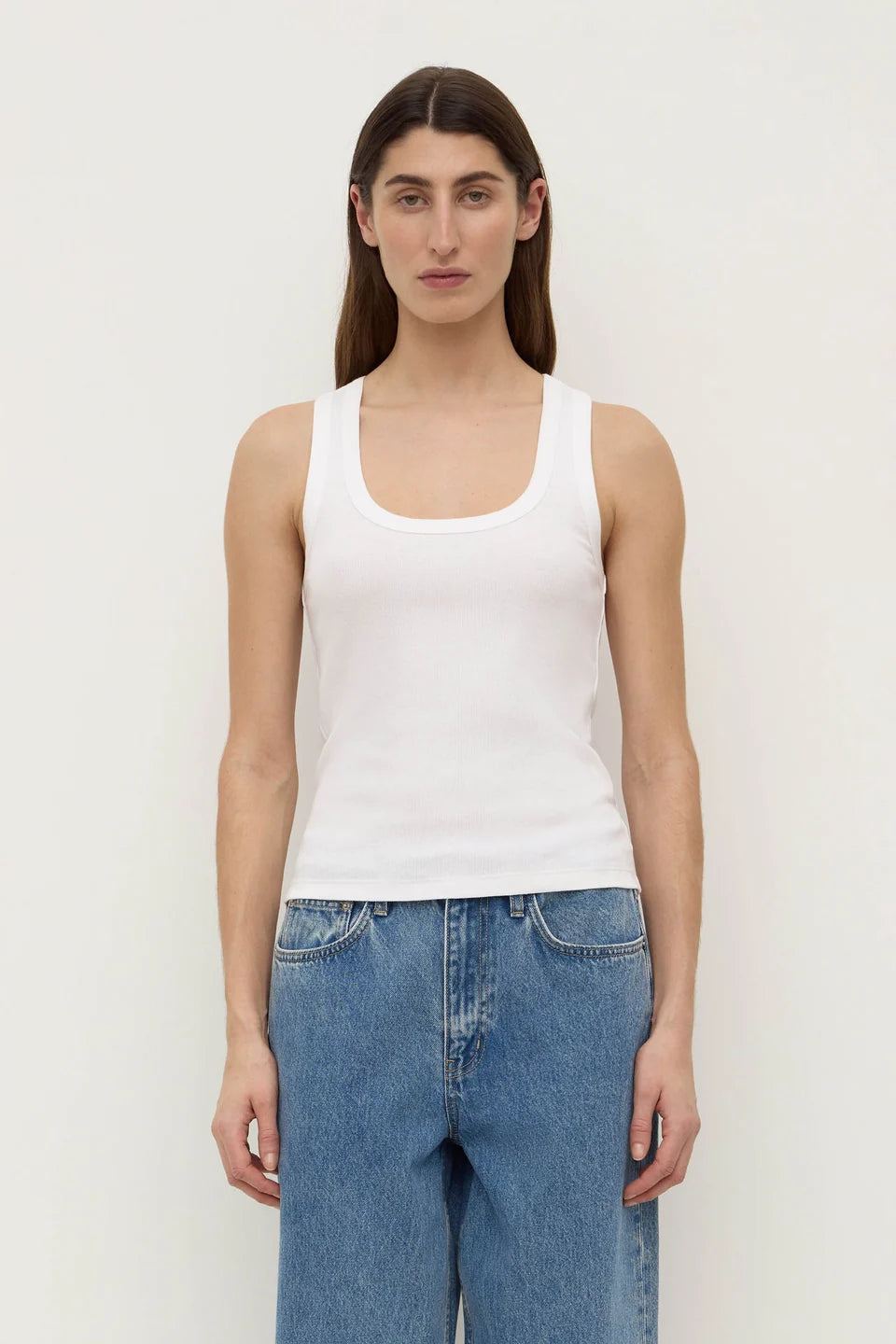 Assembly Label - Robyn Scoop Neck Rib Tank (White) Assembly Label
