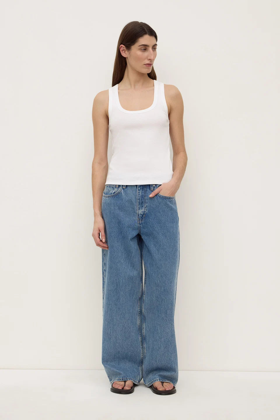 Assembly Label - Robyn Scoop Neck Rib Tank (White) Assembly Label