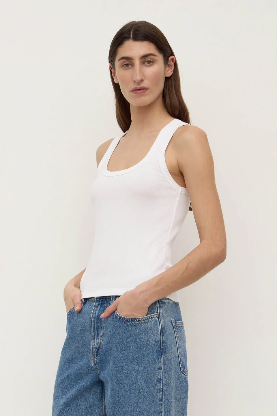 Assembly Label - Robyn Scoop Neck Rib Tank (White) Assembly Label