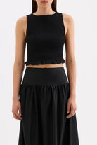 Nude Lucy - Greta Shirred Poplin Top (Black) Nude Lucy
