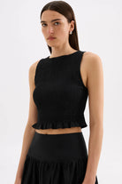 Nude Lucy - Greta Shirred Poplin Top (Black) Nude Lucy