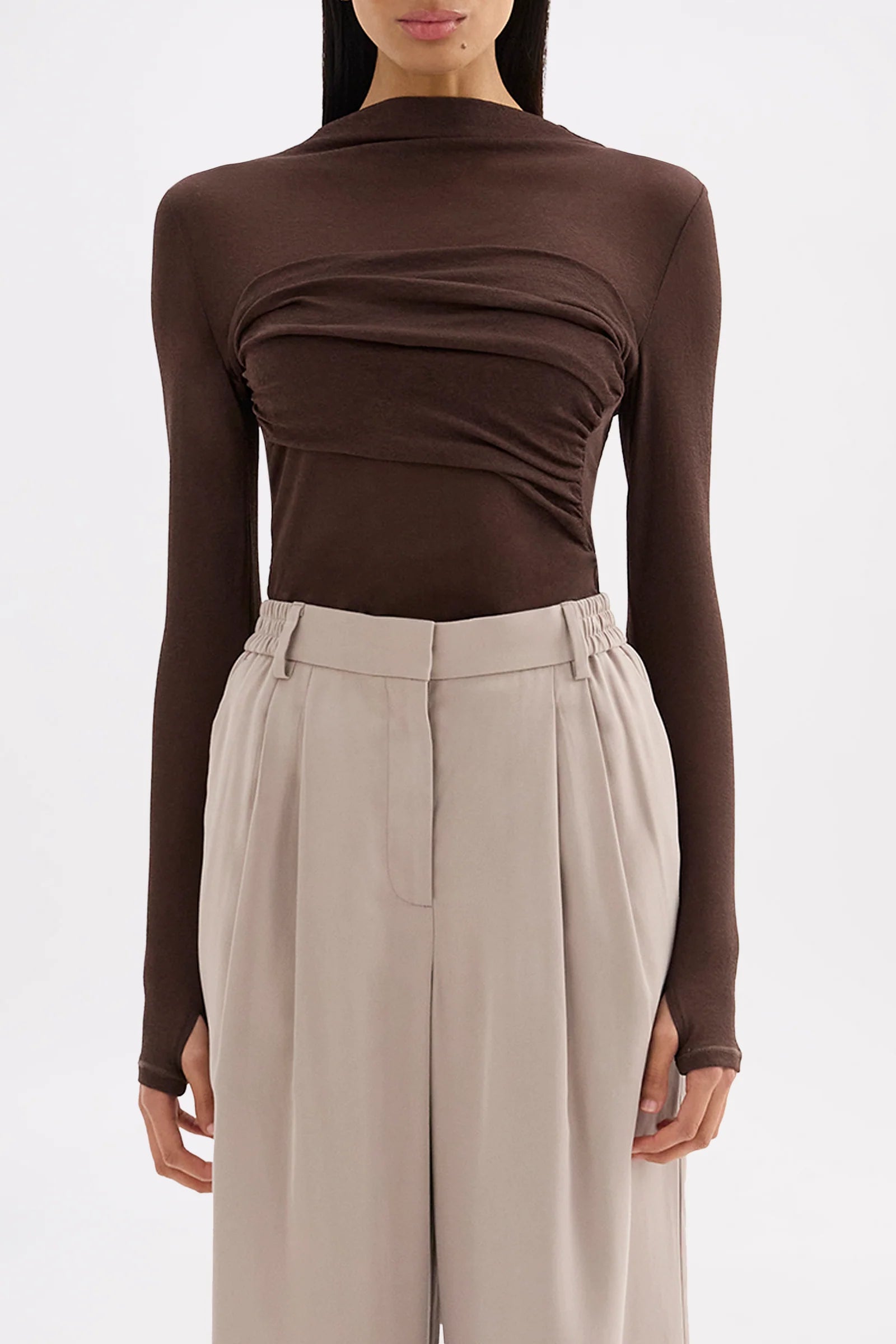 Nude Lucy - Aster LS Mesh Top (Chocolate) Nude Lucy
