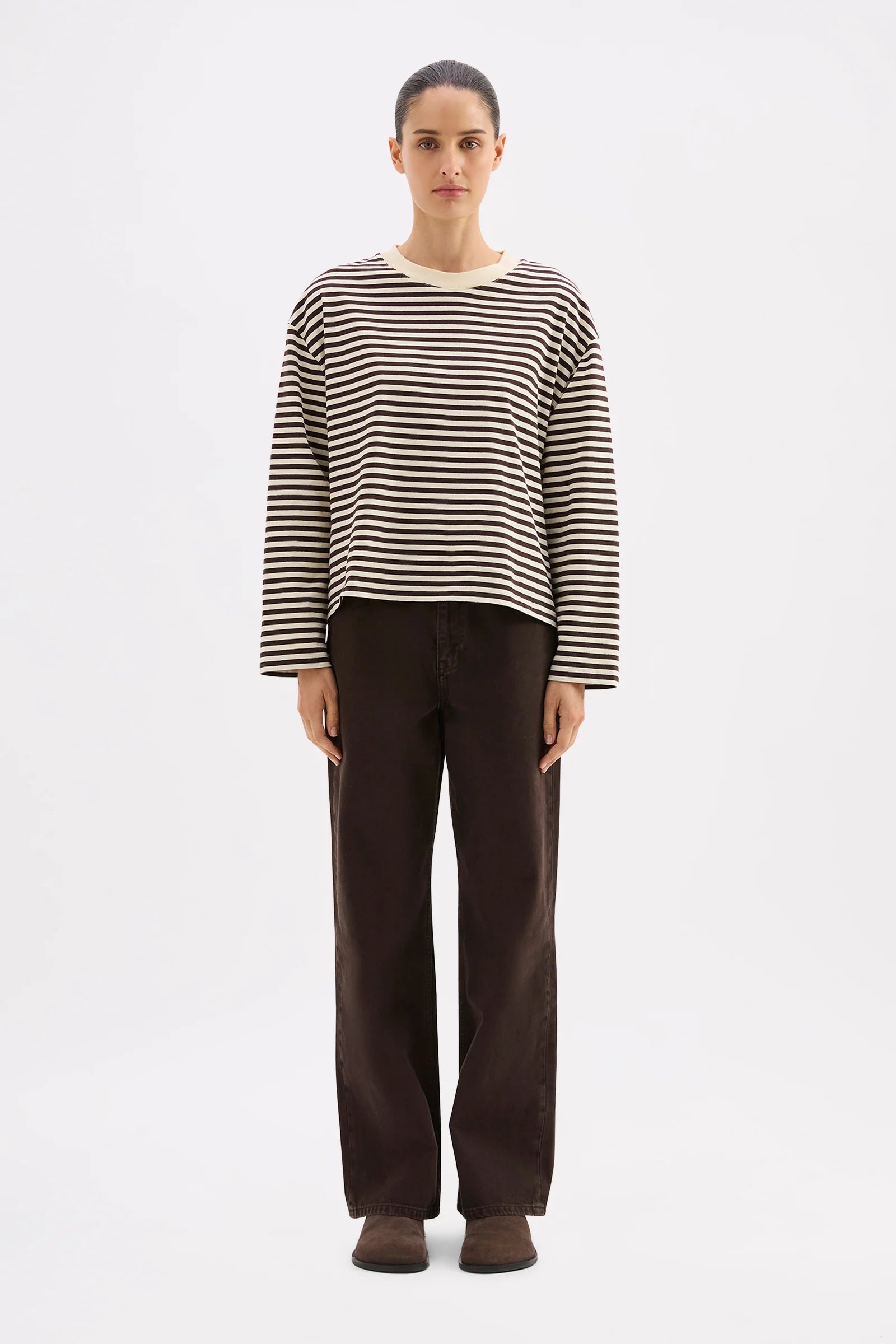Nude Lucy - Organic Stripe LS Tee (Espresso Stripe) Nude Lucy