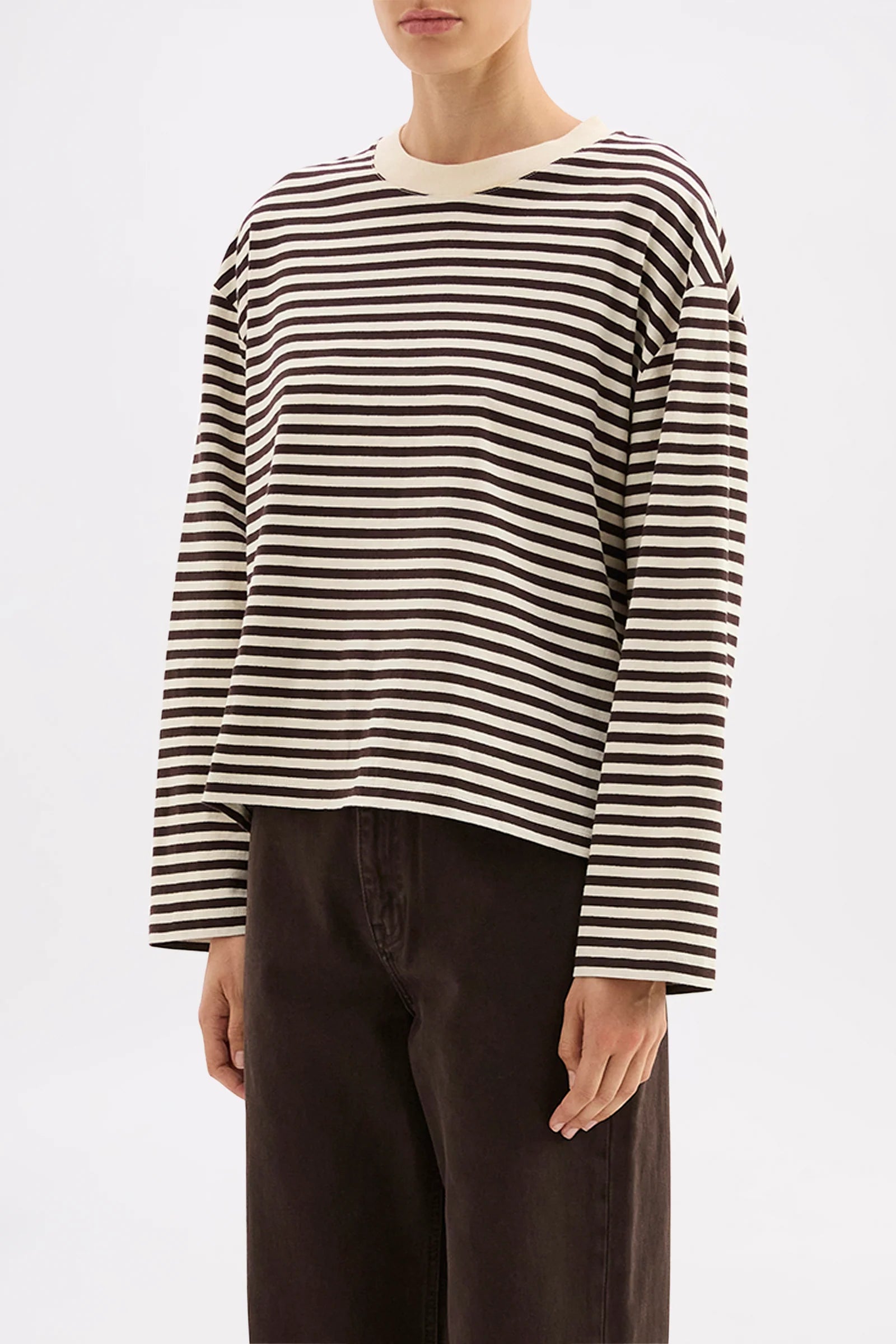 Nude Lucy - Organic Stripe LS Tee (Espresso Stripe) Nude Lucy