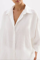 Nude Lucy - Lounge Linen Longline Shirt (White) Nude Lucy