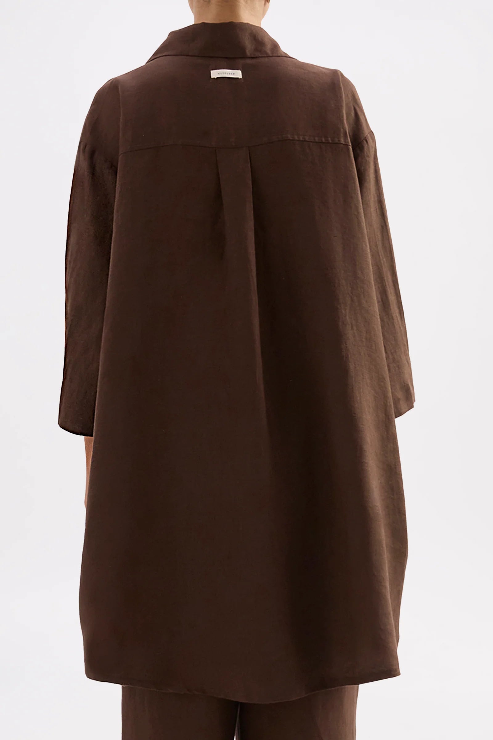 Nude Lucy - Lounge Linen Longline Shirt (Chocolate) Nude Lucy