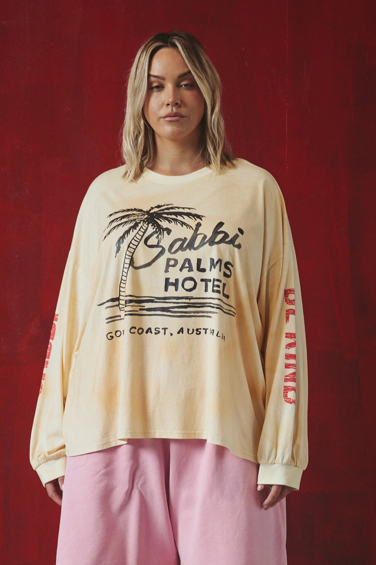 Sabbi - The Palms Hotel Long Sleeve Tee (Pastel Peach) Sabbi