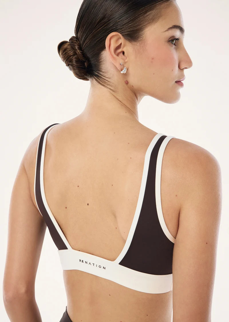 P.E Nation - Vibe Sports Bra (Coffee/Whisper White) P.E Nation