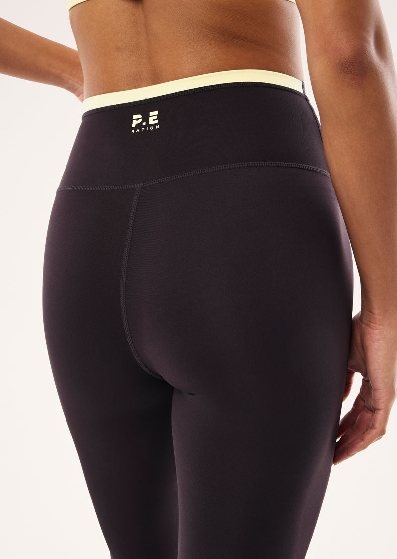 P.E Nation - Vita Full Length Leggings (Black Bean/Soft Yellow) P.E Nation