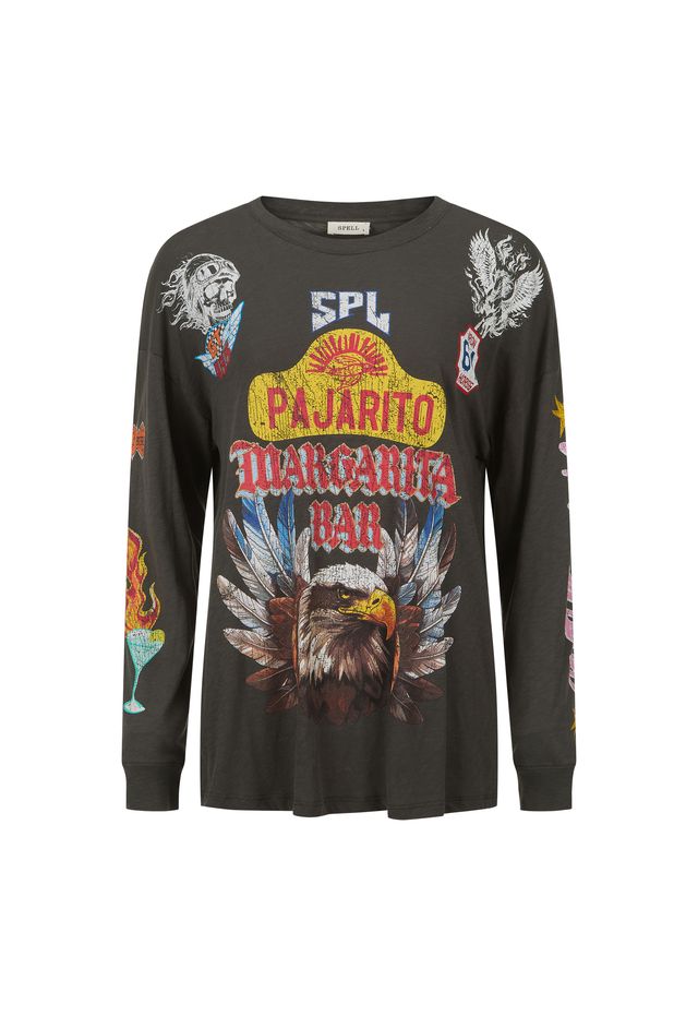 Spell - Pajarito Long Sleeve Tee (Charcoal Grey) Spell
