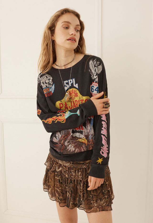 Spell - Pajarito Long Sleeve Tee (Charcoal Grey) Spell